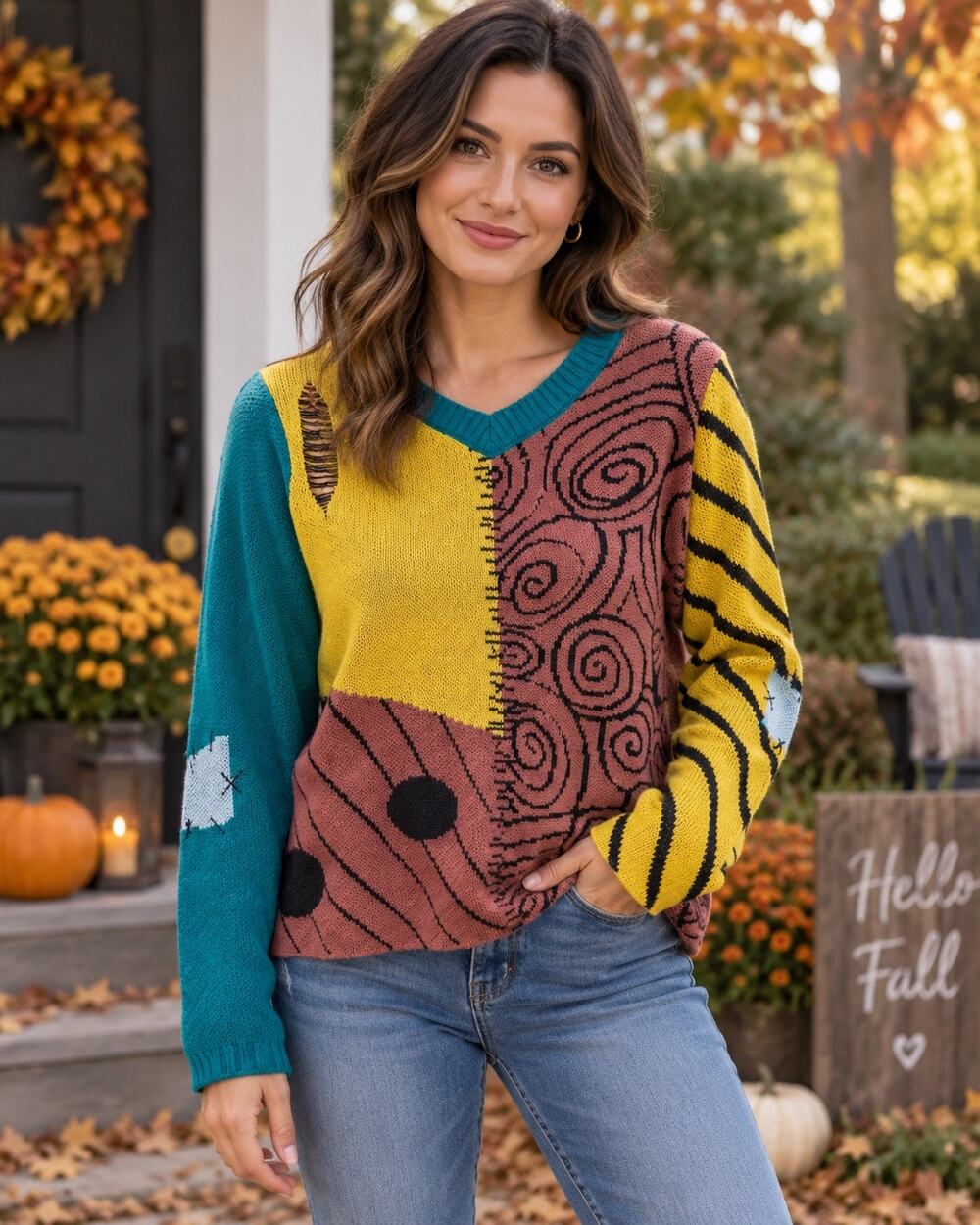 WOMENS DISNEY THE NIGHTMARE BEFORE CHRISTMAS SALLY KNIT PULLOVER SWEATER